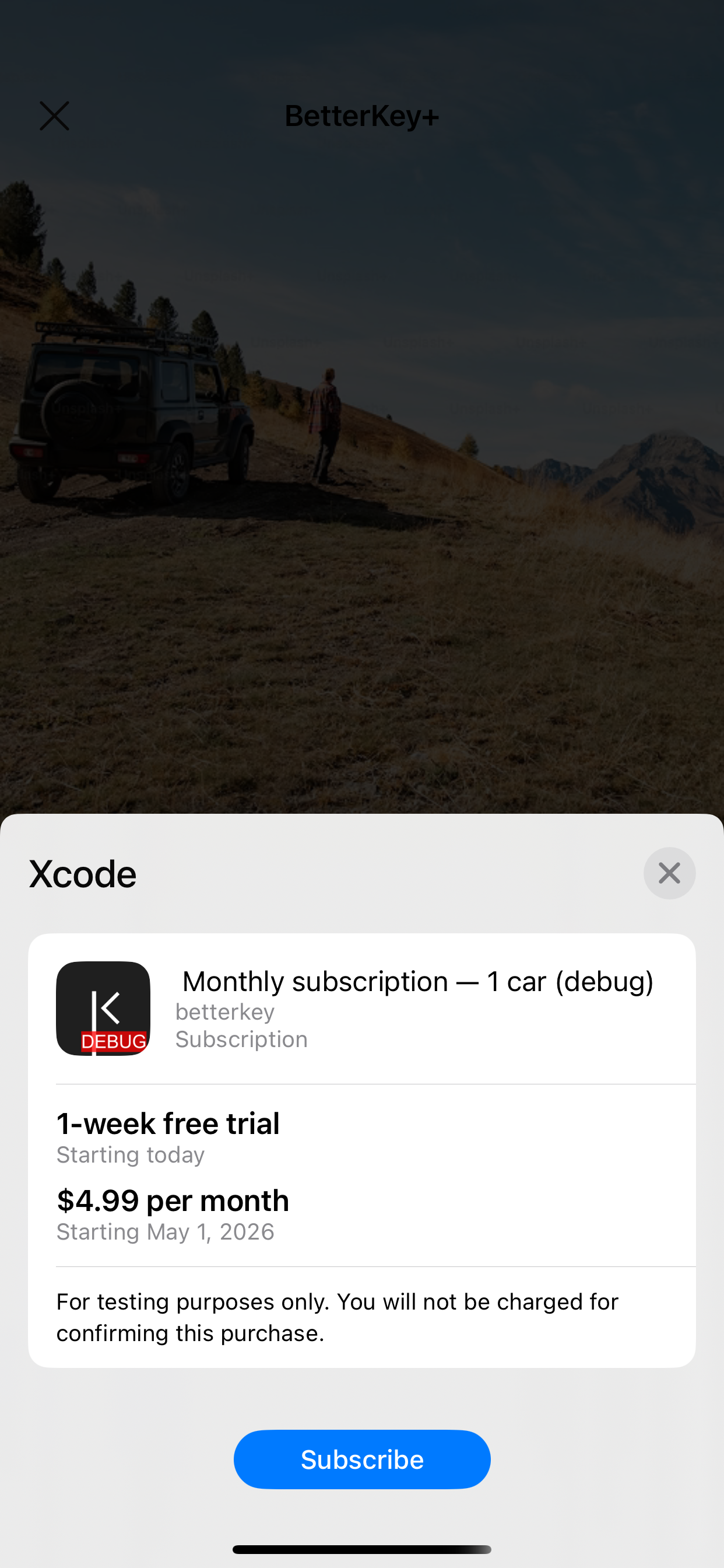 App Store purchase confirmation screen for BetterKey