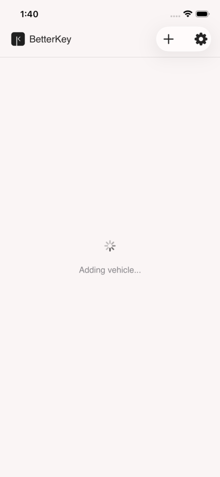 BetterKey loading screen while the car is being added