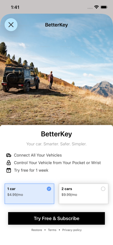 BetterKey subscription screen