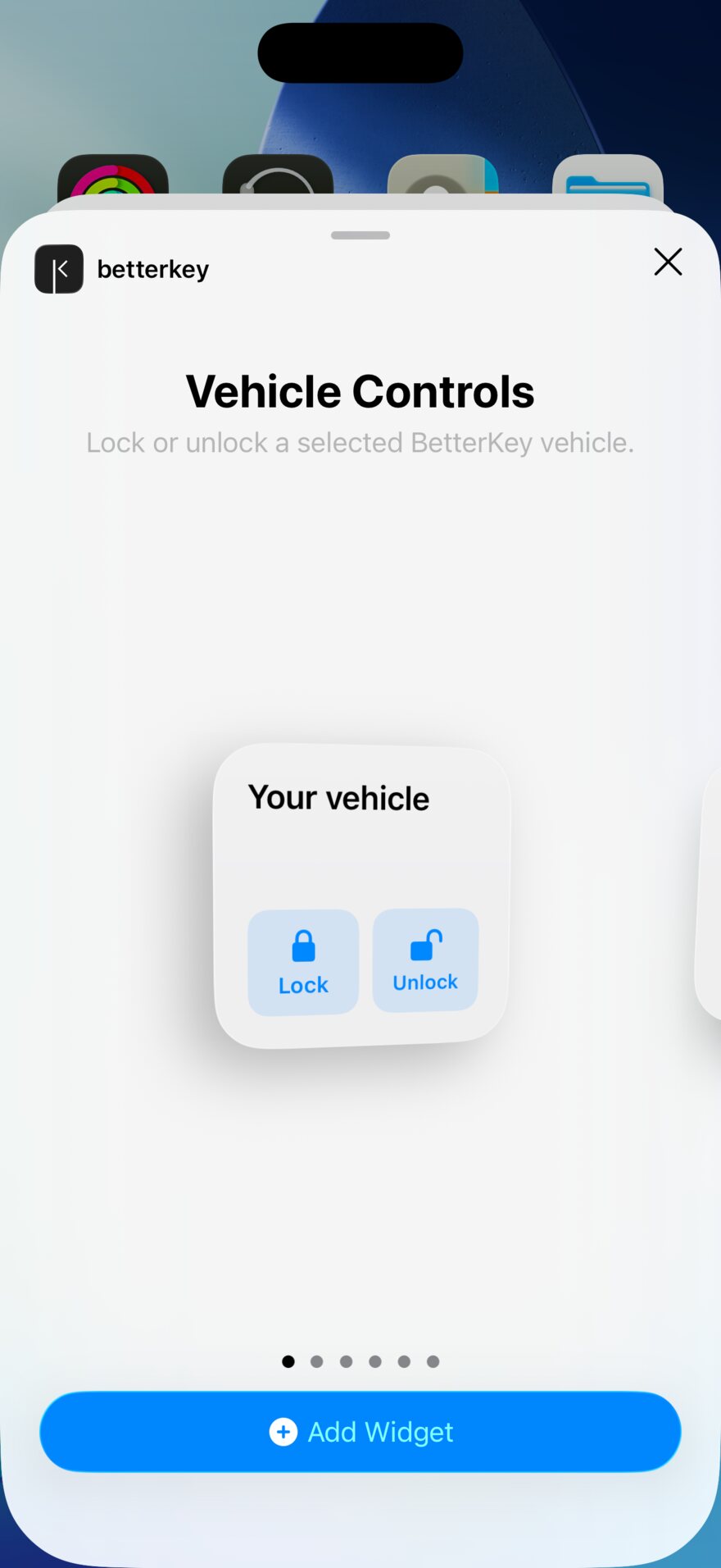 Small BetterKey Vehicle Controls widget in the widget gallery