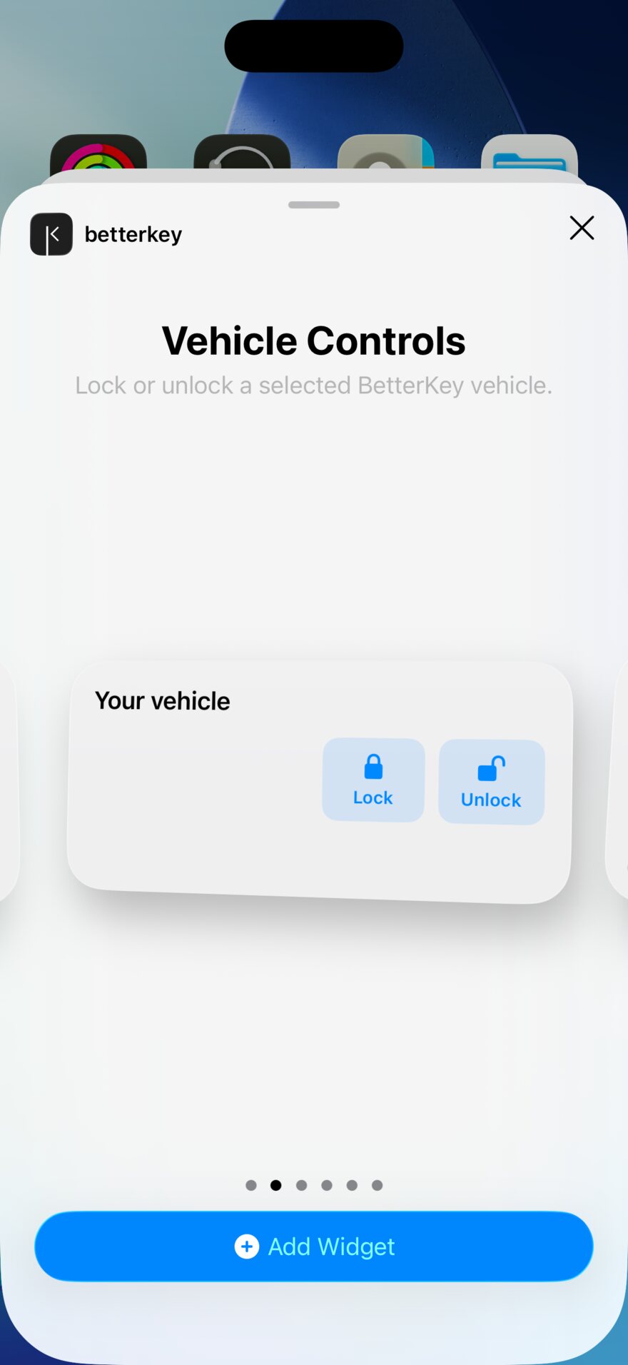 Medium BetterKey Vehicle Controls widget in the widget gallery
