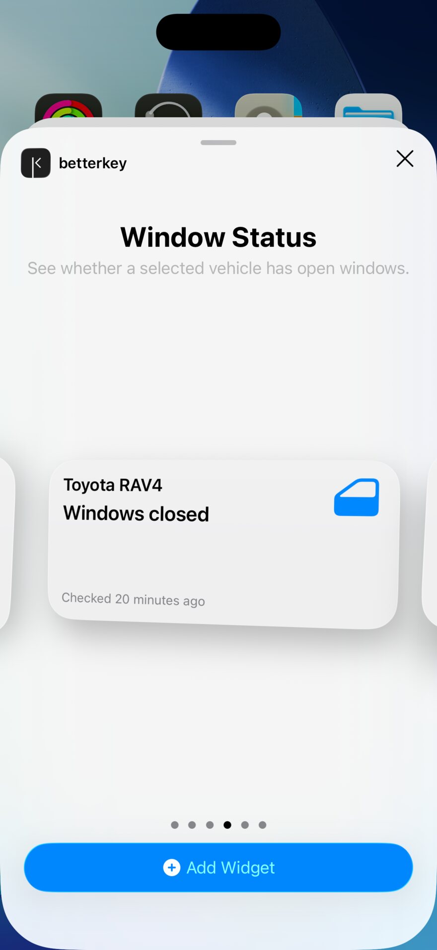 Medium BetterKey Window Status widget in the widget gallery