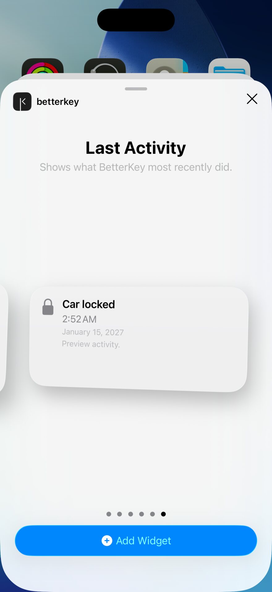 Medium BetterKey Last Activity widget in the widget gallery