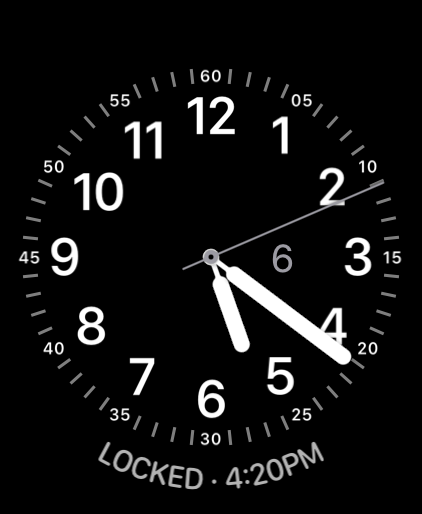 Inline row reading Locked, a middle-dot separator, and 4:20PM.