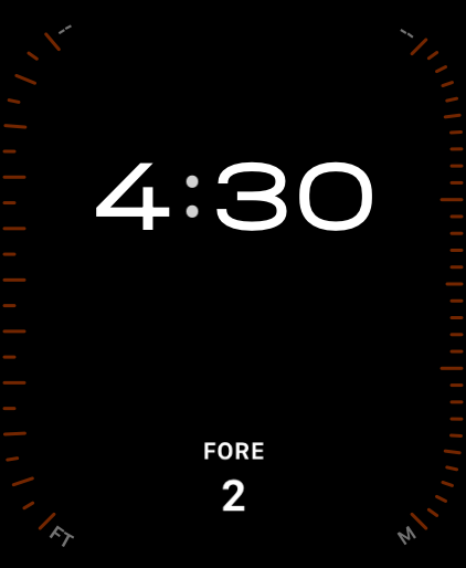 Circular complication showing a short FORE label above a large number 2.
