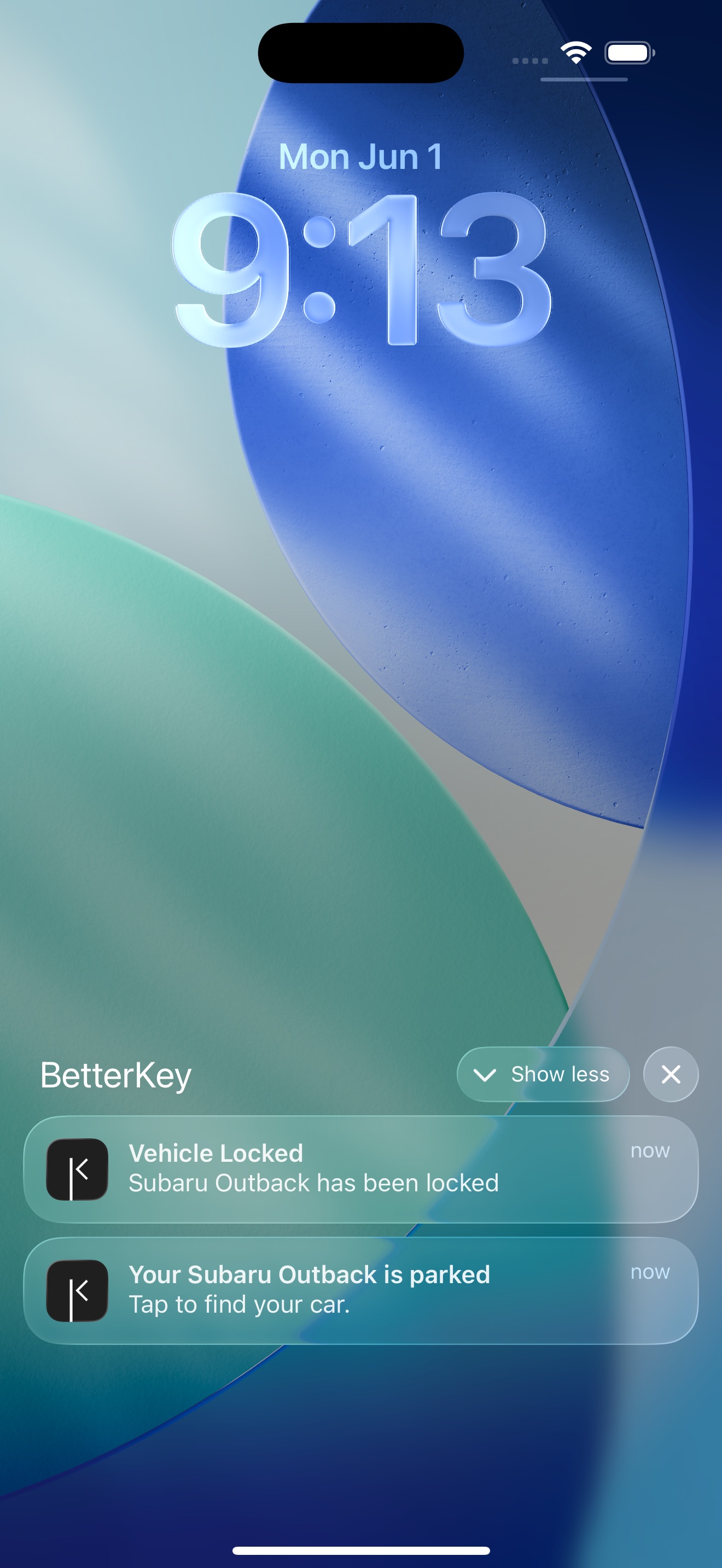 BetterKey lock screen showing a lock confirmation