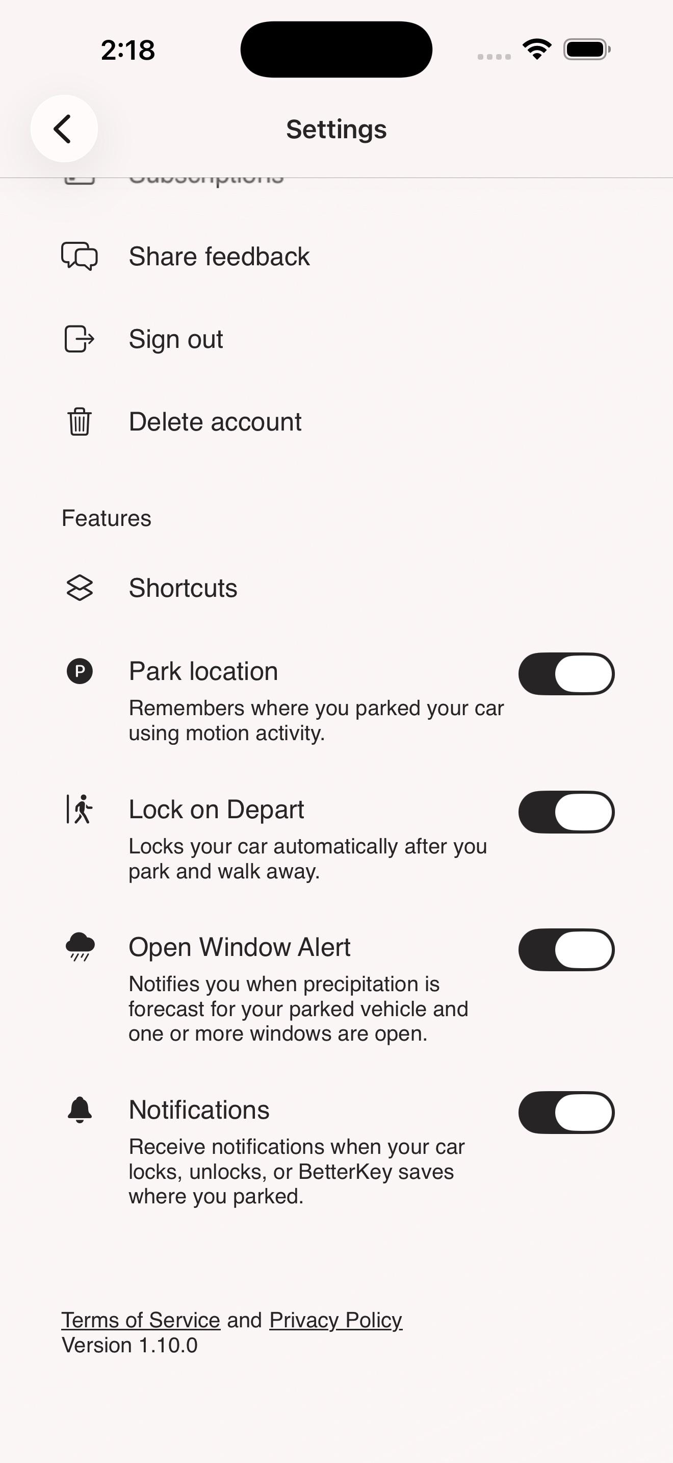 BetterKey Settings showing the Open Window Alert toggle