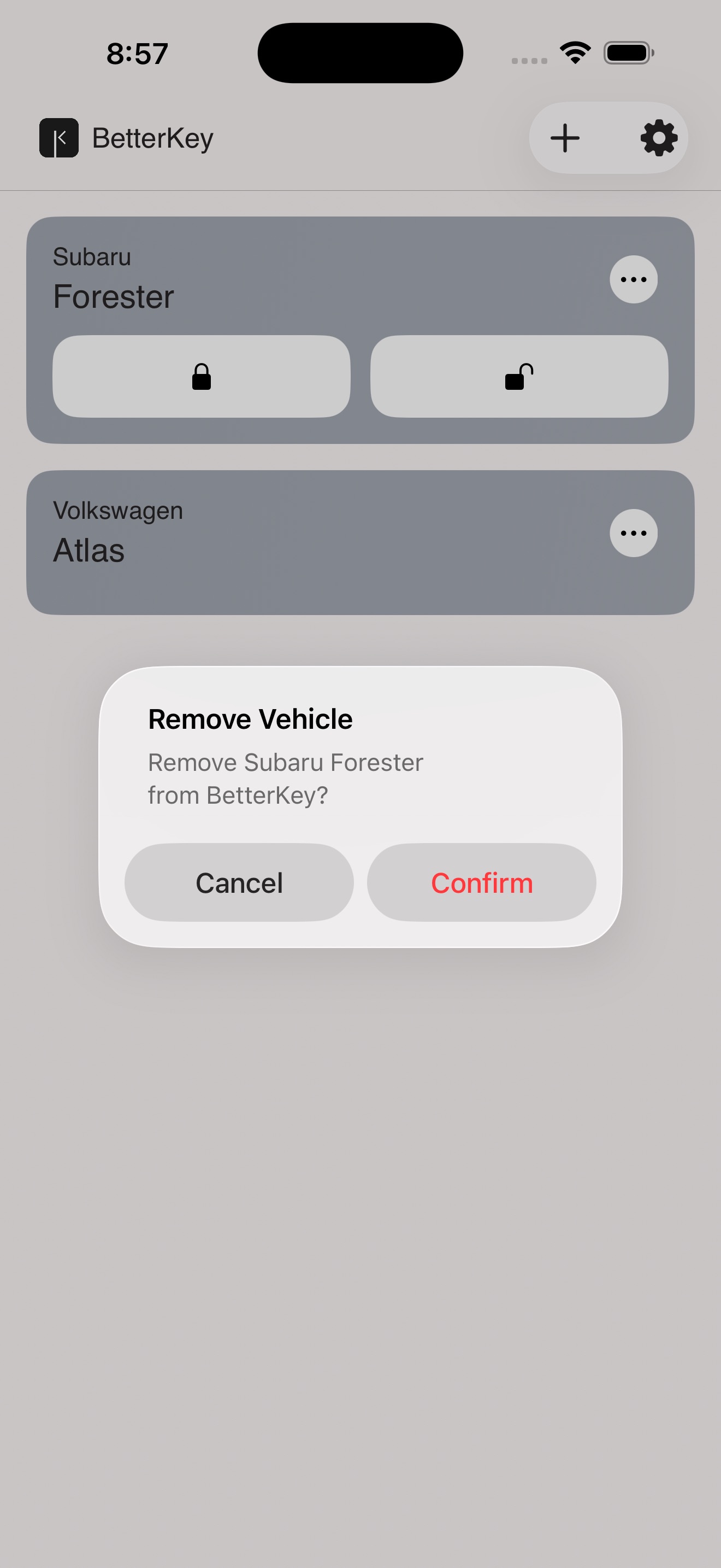 Remove vehicle screen in BetterKey settings