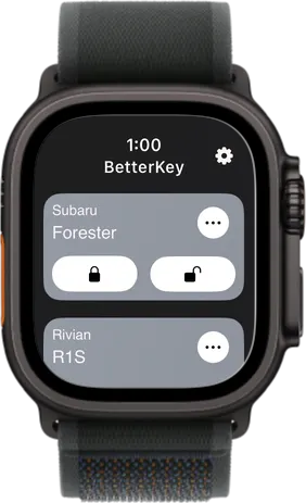 Apple Watch showing the BetterKey vehicle screen
