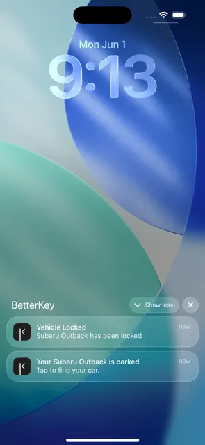 BetterKey Lock on Depart notification